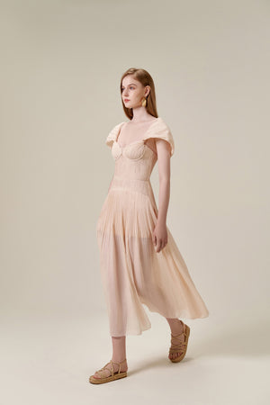 Twist Beige Midi Dress