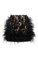 BLACK OSTRICH FEATHERS MINI SKIRT