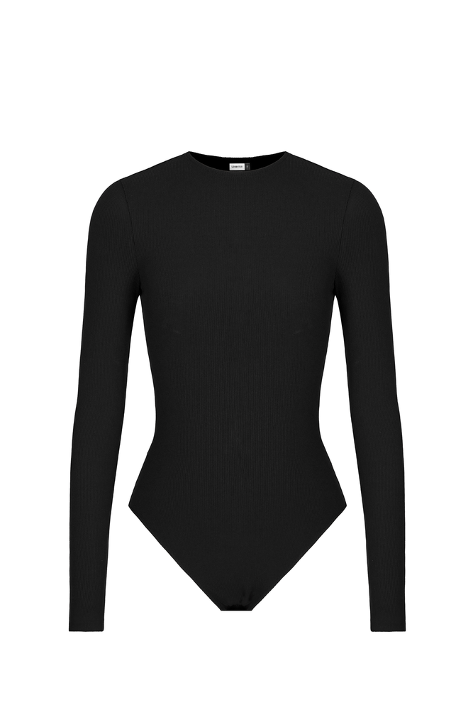 Black Jersey Round Neck Bodysuit