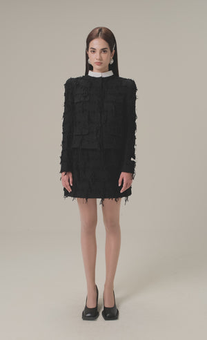
            
                Load and play video in Gallery viewer, BLACK TWEED FRINGED MINI SKIRT
            
        