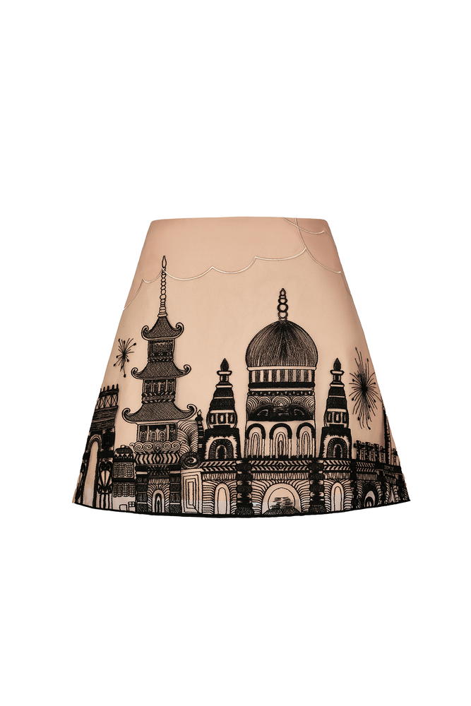 Beige Embroidered Skirt