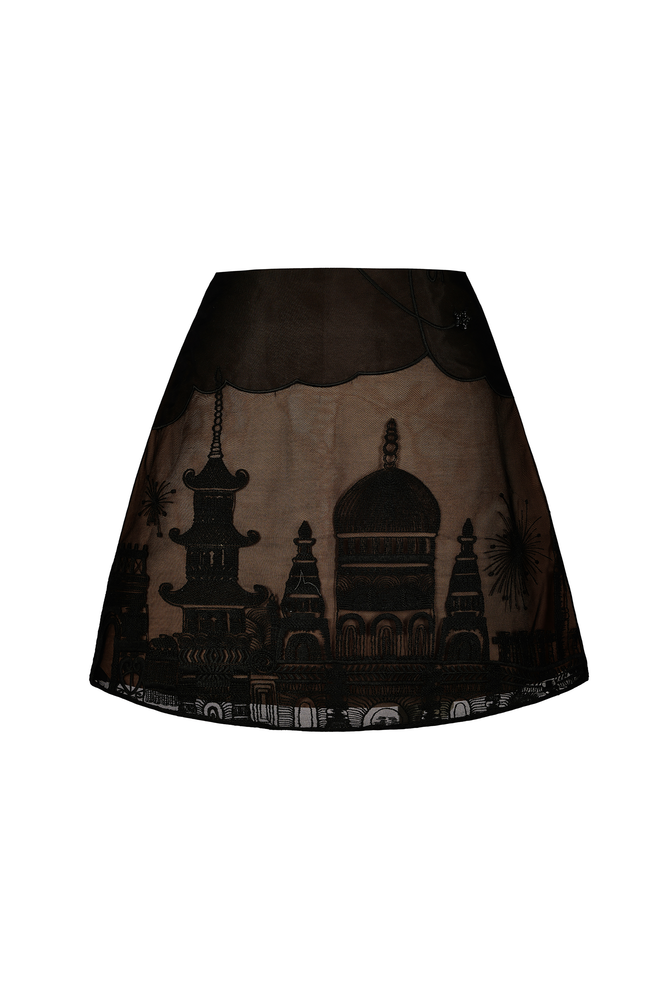Black Embroidered Skirt