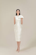 BROCADE BOW DRESS - CREAM
