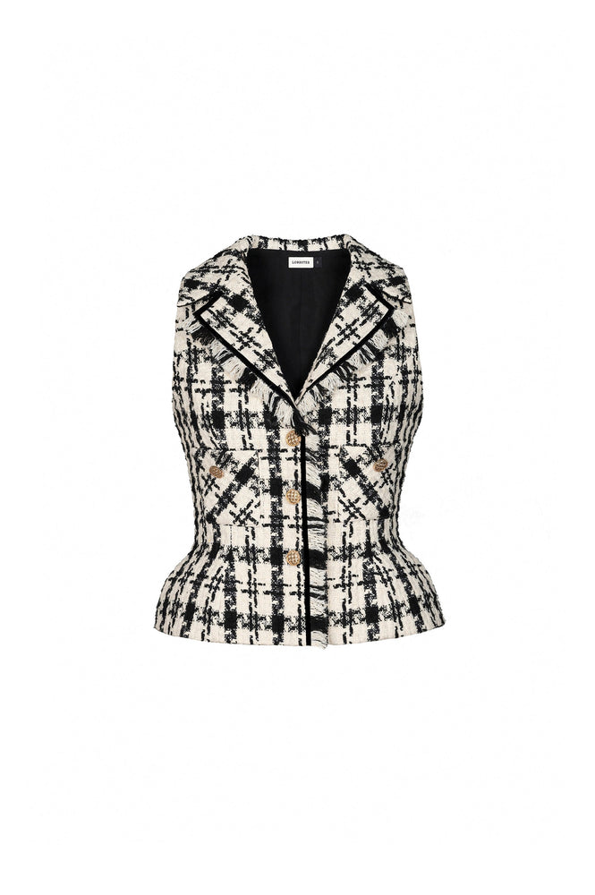 CLASSIC GINGHAM SLEEVELESS BLAZER