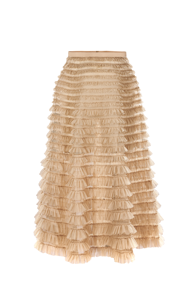 Beige Tule Mini Skirt