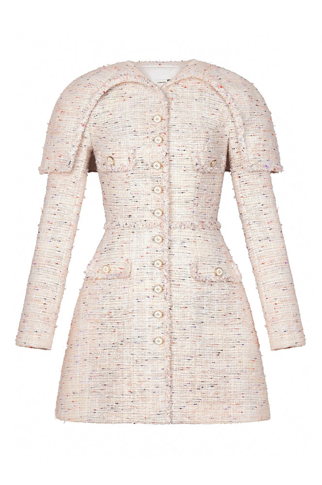 ROSEWATER TWEED CAPE DRESS