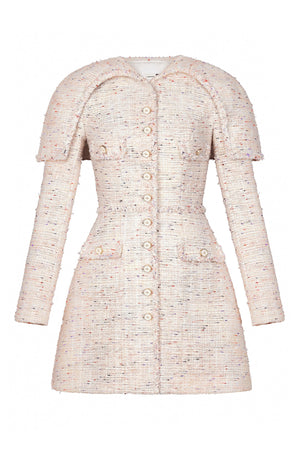 ROSEWATER TWEED CAPE DRESS