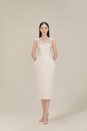 Embroidered Pencil Dress