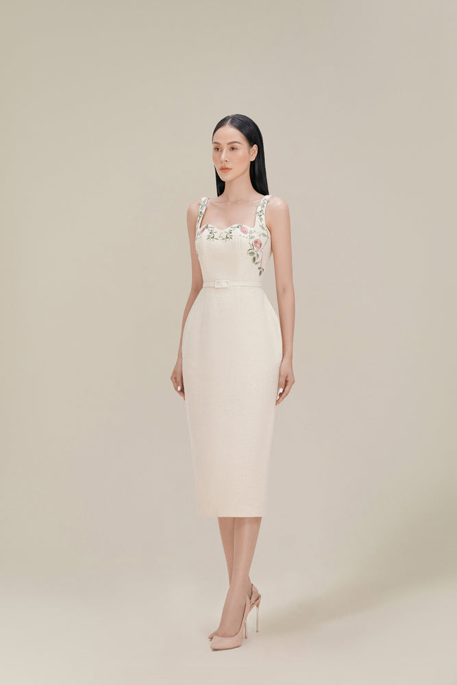 Embroidered Pencil Dress