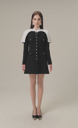 
            
                Load and play video in Gallery viewer, BLACK TWEED CAPE DRESS
            
        