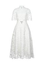 WHITE LACE CAPE DRESS