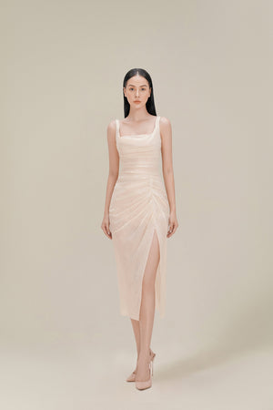 ORGANZA LINEN DRAPED DRESS