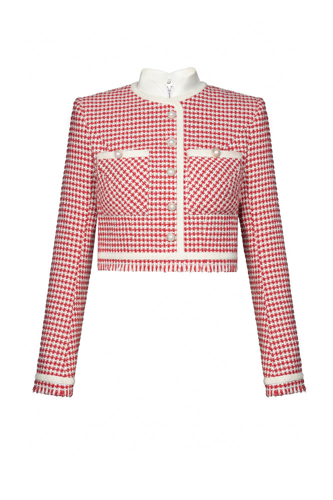 
            
                Load image into Gallery viewer, Red Plaid Tweed Top
            
        
