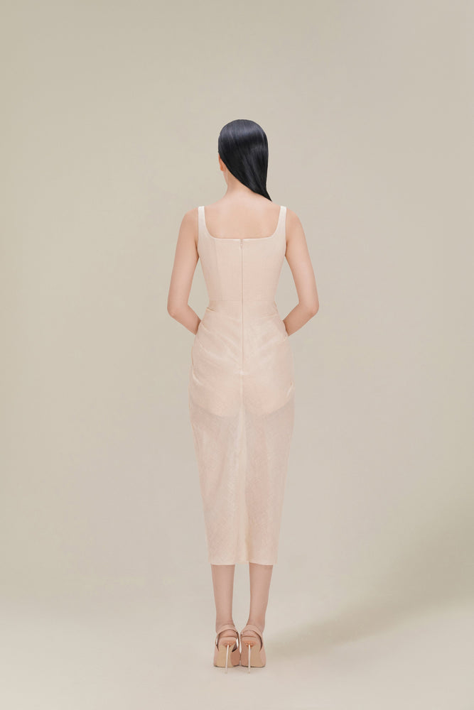 ORGANZA LINEN DRAPED DRESS
