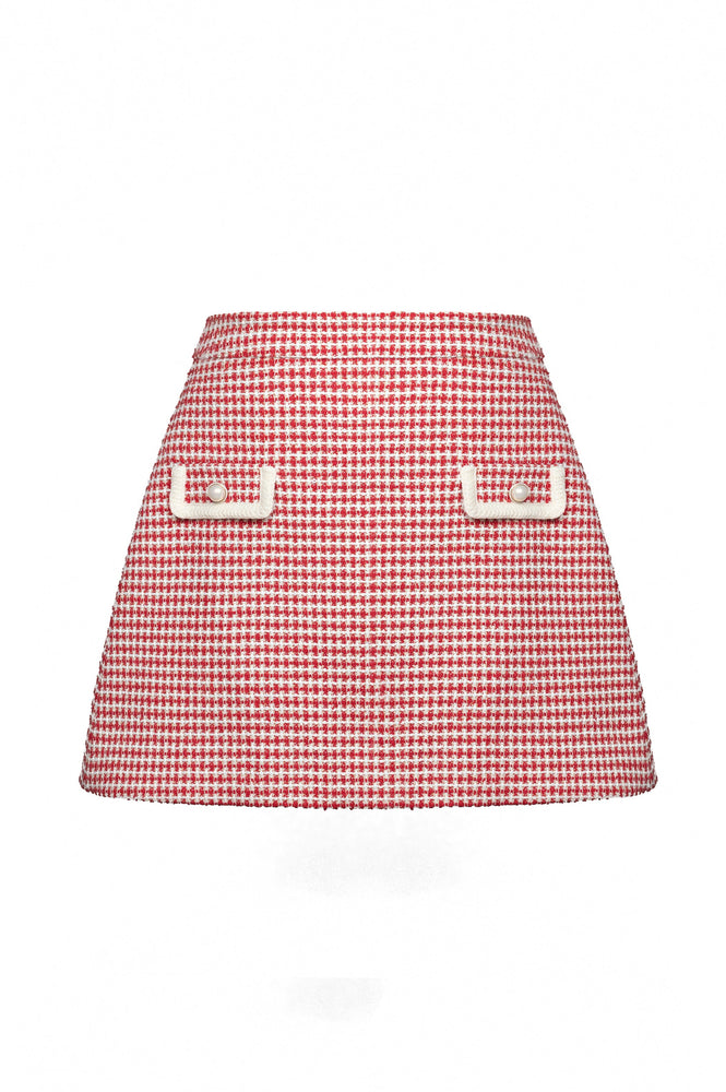 
            
                Load image into Gallery viewer, Red Plaid Tweed Mini Skirt
            
        