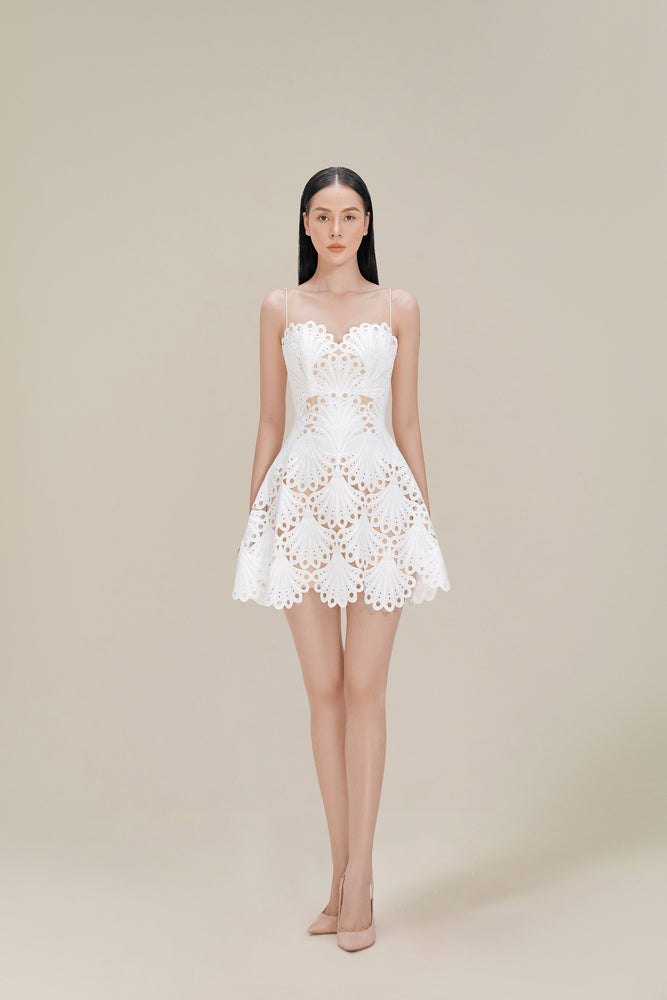 Scallop Lace Mini Dress
