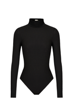 Black Jersey Roll Neck Bodysuit