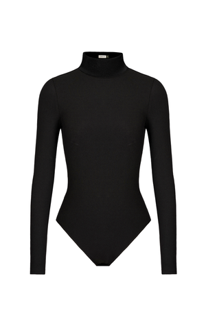 Black Jersey Roll Neck Bodysuit