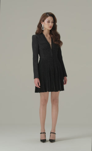 
            
                Load and play video in Gallery viewer, BLACK TWEED SMOCKED MINI DRESS
            
        