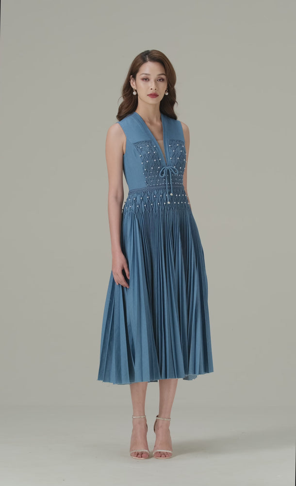 
            
                Load and play video in Gallery viewer, DENIM SMOCKED MIDI DRESS
            
        