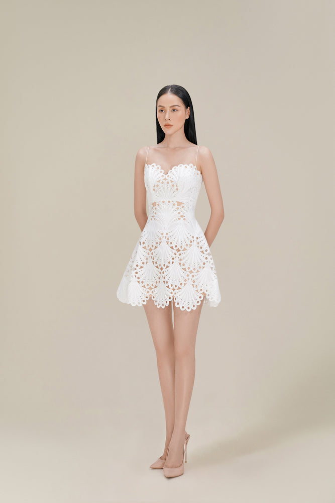 Scallop Lace Mini Dress