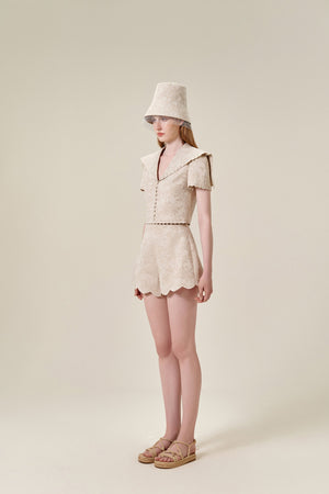 Linen Cut Out Shorts