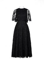 BLACK LACE CAPE DRESS