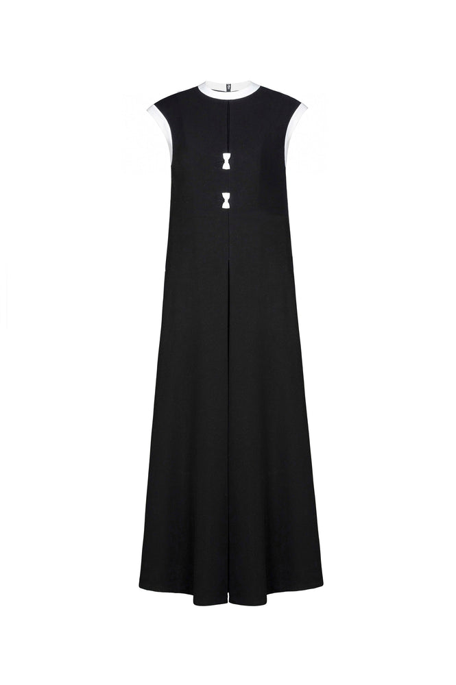 
            
                Load image into Gallery viewer, BOW TIE BLACK LOOSE MIDI DRESS
            
        