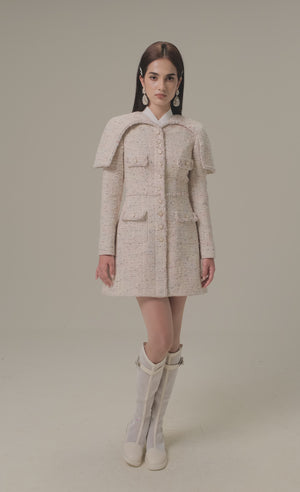 
            
                Load and play video in Gallery viewer, ROSEWATER TWEED CAPE DRESS
            
        