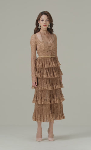 
            
                Load and play video in Gallery viewer, GOLD LACE LAYERED DRESS
            
        