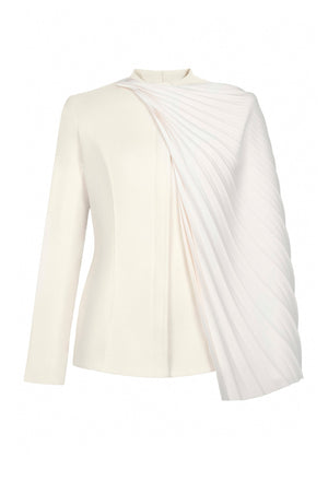 IVORY PLEAT CAPE JACKET