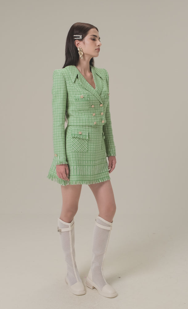 
            
                Load and play video in Gallery viewer, GREEN GINGHAM MINI SKIRT
            
        