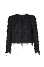 BLACK TWEED FRINGED JACKET