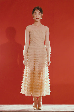 
            
                Load and play video in Gallery viewer, Beige Draped Midi Dress
            
        
