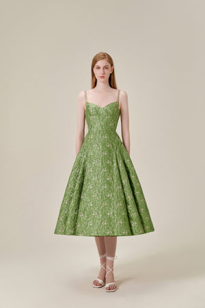 Bamboo Brocade Midi Dress