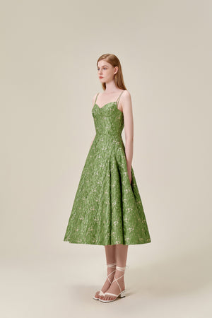 Bamboo Brocade Midi Dress