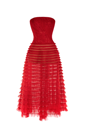 Red Draped Midi Dress