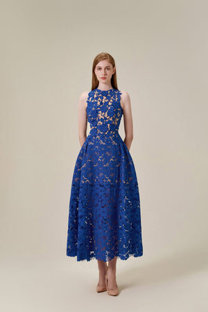Blue Lace Midi Dress