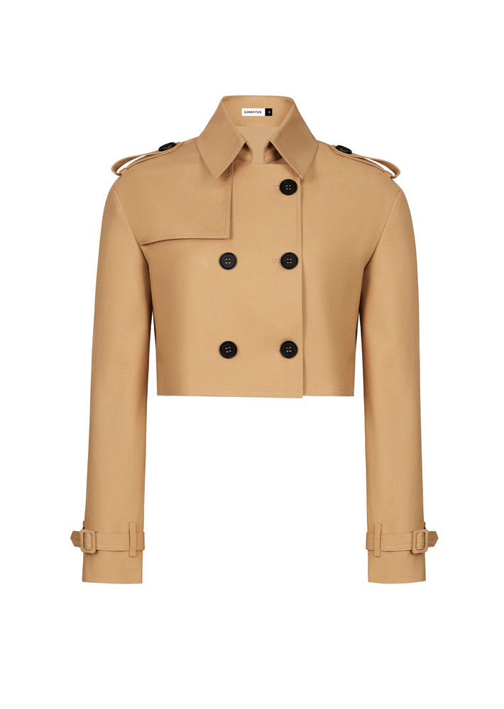RELAXED CROP TRENCH COAT - CAMEL