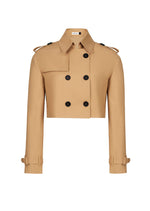RELAXED CROP TRENCH COAT - CAMEL
