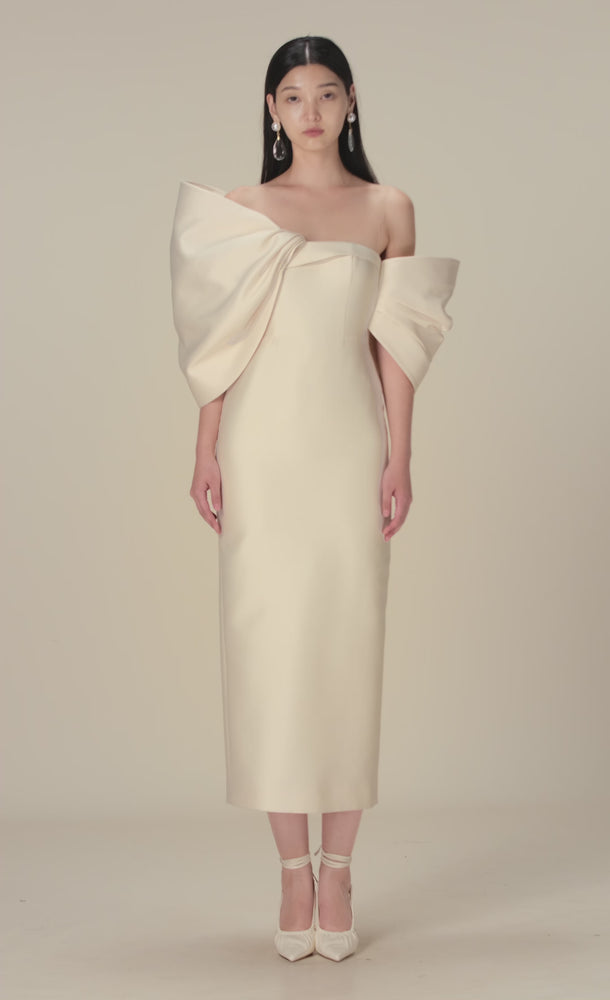 IVORY BIG BOW DRESS