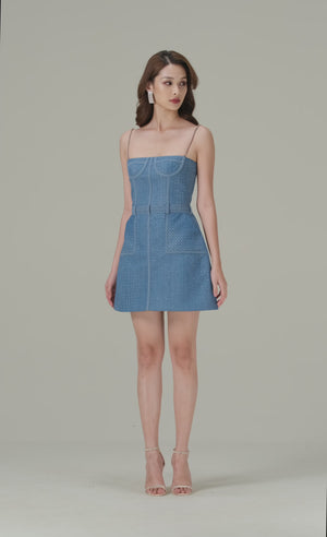 
            
                Load and play video in Gallery viewer, DENIM BEADED MINI DRESS
            
        