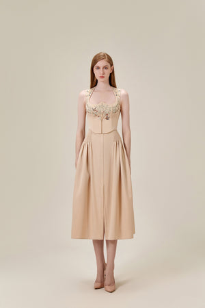 Embroidered Sleeveless Beige Top