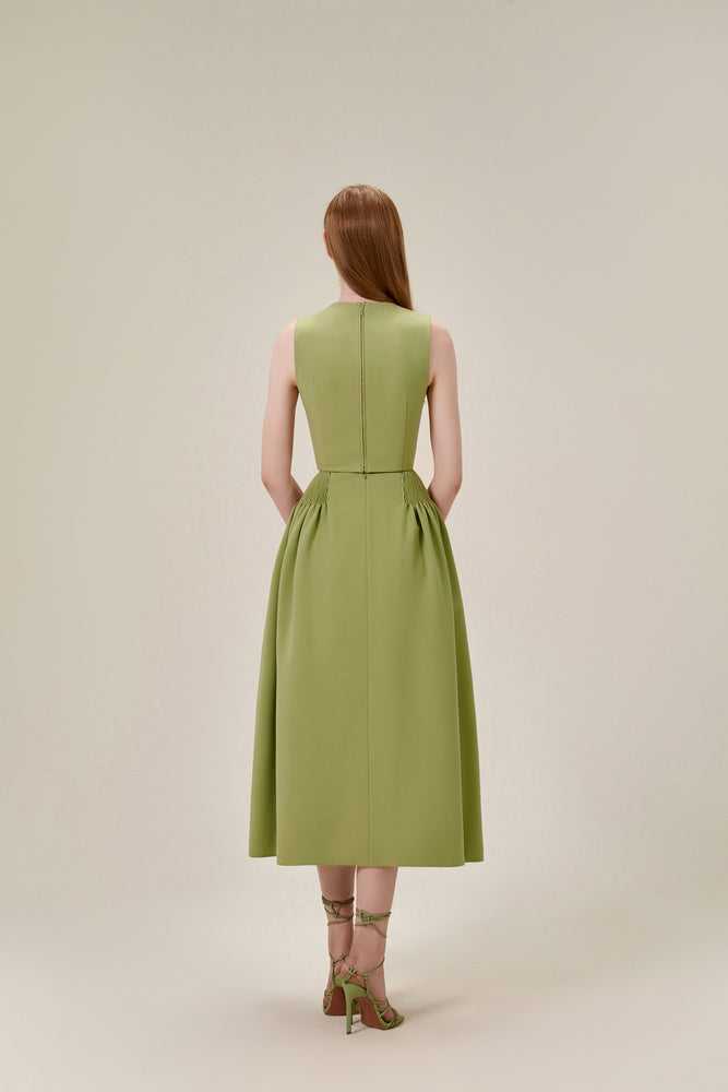 Embroidered Sleeveless Green Top