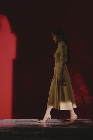 
            
                Load and play video in Gallery viewer, Camel Lace Midi Dress
            
        