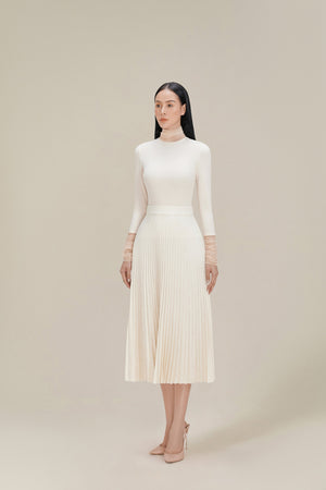 Charlotte Skirt - White with golden thread