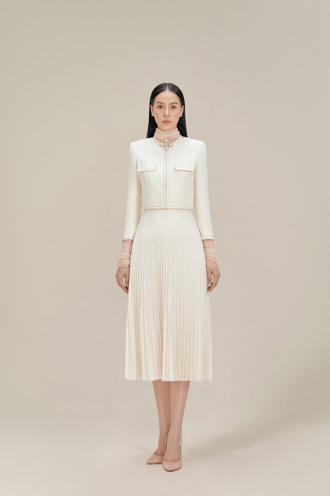 Charlotte Jacket - White with golden thread