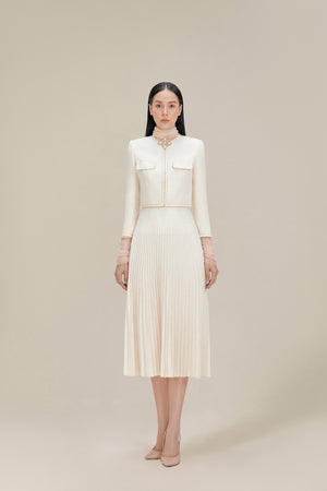 Charlotte Jacket - White with golden thread