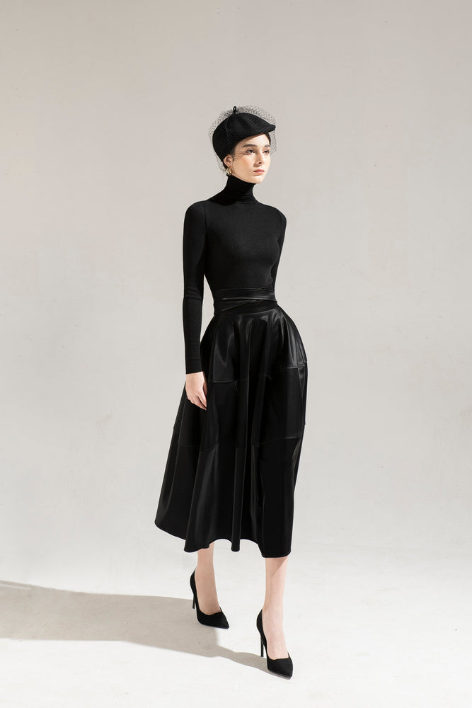 LEATHER SKIRT - BLACK
