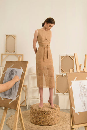Brown Linen Dress